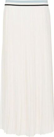 Moncler Rokken, Dames, Wit, S, Katoen, Witte Georgette Geplooide Lange Rok