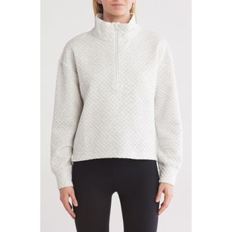 Zella After Match Bubble Quarter Zip Pullover in Ivory Grey Heather at Nordstrom Rack, Size X-Small