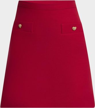 Valentino Garavani Heart Button Crepe Couture Mini Skirt