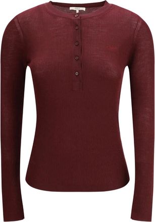 Chloé Geribbeld Henley T-shirt - Rood