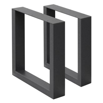 ECD Germany 2x patas de mesa o banco industrial 40x43cm acero antracita cuadradas