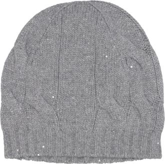 Gran Sasso Cable-knit Sequin Beanie - Dames - Hoeden - Grijs - 42 CM - Wol - Accessoires