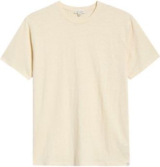 AG - Adriano Goldschmied Bryce Crewneck Stretch Linen T-Shirt in Champagne at Nordstrom, Size Xx-Large