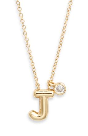 Chelsea28 Goldtone Initial Pendant Necklace in J- Clear- Gold at Nordstrom