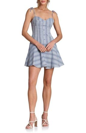 Avec Les Filles Drop Waist Minidress in Blue And White at Nordstrom, Size 14