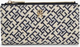 Tommy Hilfiger Womens Jacquard Monogram Long Bifold Wallet - Space Blue