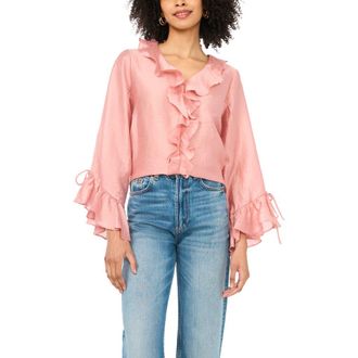 Vince Camuto Ruffle Satin Top in Coral Dusk at Nordstrom, Size Xx-Large