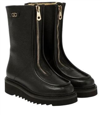 Ferragamo Womens Zip-Up Leather Boots In Black