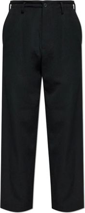Yohji Yamamoto Broeken, Heren, Zwart, L, Wol, Army Gabardine Slim Wallet Pants
