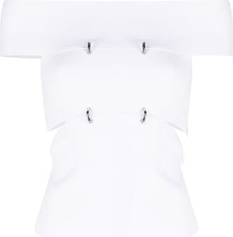 Alexander McQueen cut-out off-shoulder top - women - Viscose/Polyamide/Elastane/Polyester - M - White