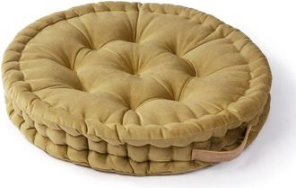 Paco Home Paco Home - Cojín De Suelo Asiento Varios Colores Interior Redondo Yoga Meditación Ocre, 60x60x8cm