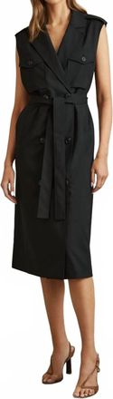 Reiss Kimora Wool Blend Double Breasted Midi Dress In Black