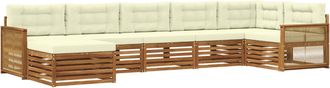 vidaXL Conjunto De Sof&aacute;s De Exterior 7 Uds. Natural Y Crema Vidaxl