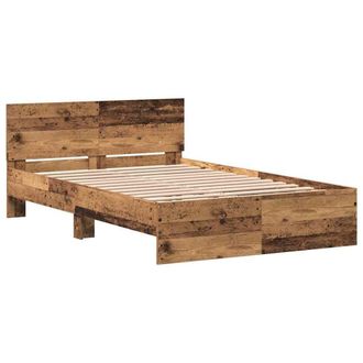 Berkfield Home Bed Frame with Headboard Old Wood 120 x 190 cm Solid Wood in Brown