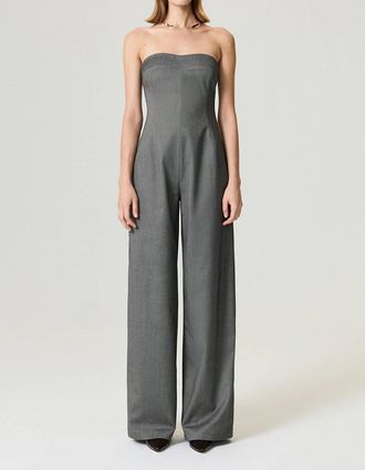 Nocturne Soho Tailored Strapless Jumpsuit In Grey