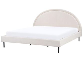 Beliani Cama matrimonial de tejido beige 180x200