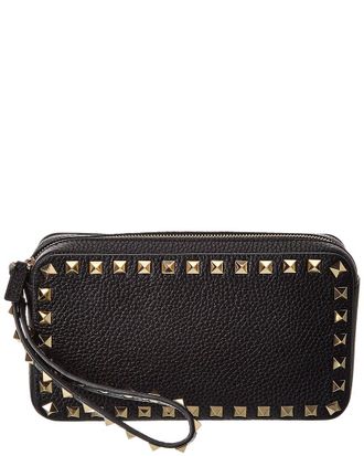 Valentino Rockstud Grainy Leather Clutch