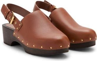 Mango Studded Slingback Clog in Leather at Nordstrom, Size 38