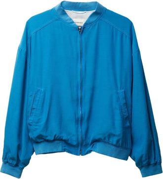Versace Vibrant Blue Silk And Nylon Bomber Jacket