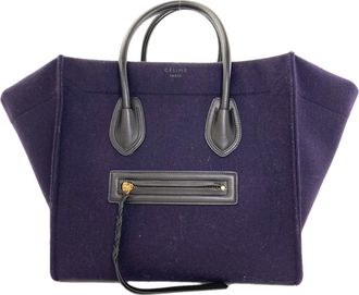 Celine Navy Felt Leather Tote Bag (Pre-Owned)