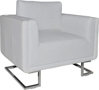 vidaXL Vidaxl - Sill&oacute;n Con Patas Cromadas Cuero Sint&eacute;tico Blanco