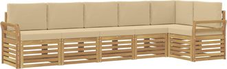 vidaXL Conjunto De Sof&aacute;s De Exterior 6 Uds. Y Beige Poli&eacute;ster Vidaxl