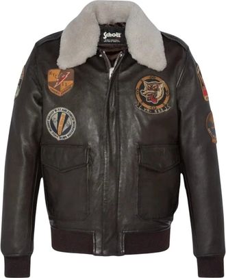 Schott NYC Chaqueta de Piloto con Insignias - Jackets - Hombre - Marr&oacute;n - XL