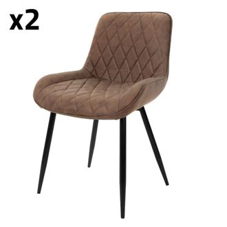 ML Design Set 2x sillas de comedor / sal&oacute;n de cuero sint&eacute;tico marr&oacute;n
