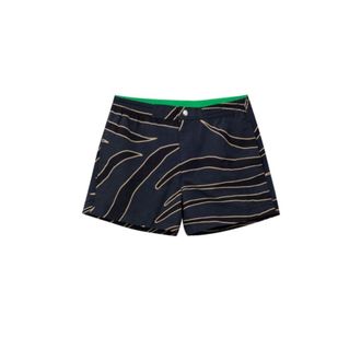 Bottega Veneta Mens Abstract Print Swim Trunks - Dark Blue Nylon - Size Small
