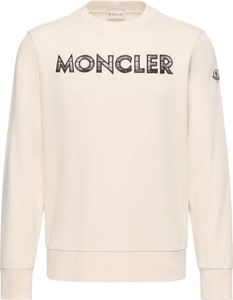 Moncler Moncler Logo Cotton Blend Sweatshirt, Men, White, Size: 3xl