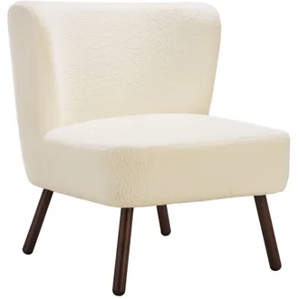TecTake Sill&oacute;n de c&oacute;ctel estilo teddy, acolchado, funda de boucl&eacute;, blanco roto