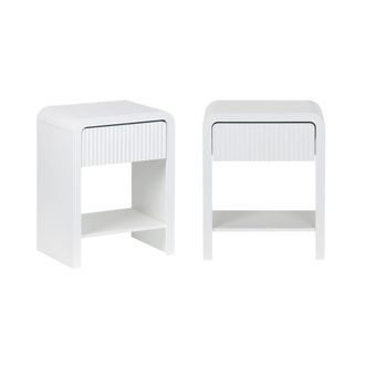 Sweeek Mesita de noche efecto madera acanalada, set de 2, blanco