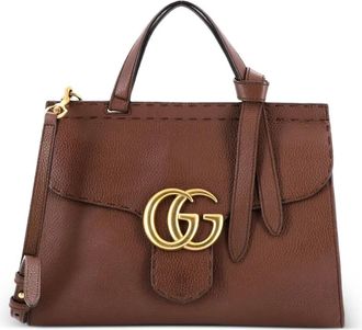 Gucci GG Marmont leren kleine tas met handvat - Bruin