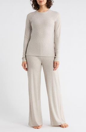 Yogalicious Long Sleeve Top & Wide Leg Pants Pajamas in Shadow Rock at Nordstrom Rack, Size Xx-Large