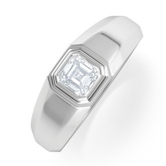 The Diamond Store Axis Mens Lab Diamond Signet Ring 0.50ct Asscher Cut Set in 9k White Gold