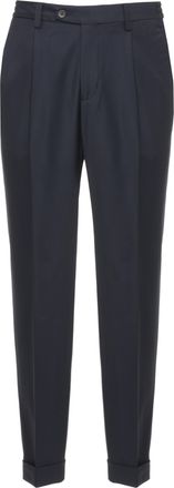 Devore Incipit Blue Tailored Wool Straight-Leg Pants