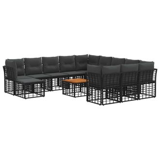 vidaXL Conjunto De Sof&aacute;s De Exterior 13 Pcs Negro Y Gris Oscuro Vidaxl