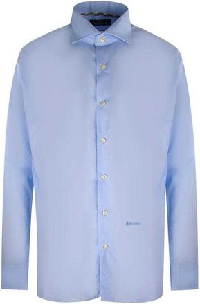 Aquascutum Heren Effen Merken Lange Mouwen Shirt (Blauw)