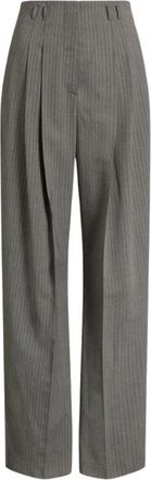 Alberta Ferretti Wijde pantalon met plooien - Dames - Wijde Broeken - Grijs - S - Wol - Broeken
