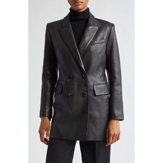 A.L.C. Declan Double Breasted Leather Jacket in Black at Nordstrom Rack, Size 8