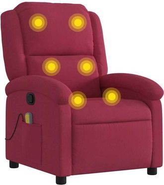 vidaXL Poltrona Massaggiante Reclinabile Rosso Vino in Velluto - Vidaxl
