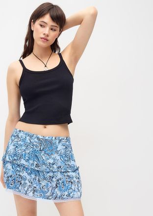 Twik Womens Lace-hem crinkled skort
