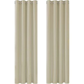OEM Rideaux Occultants - 132x160 Cm - Oeillets M&eacute;talliques - Isolation Thermique - Beige Fonc&eacute; - 2 Pi&egrave;ces