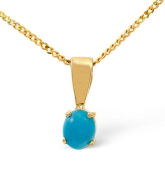 The Diamond Store Turquoise 5 x 4mm 9K Yellow Gold Pendant Necklace