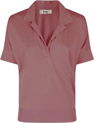 Herno Tops, Dames, Roze, M, Katoen, Glam Knit Polo