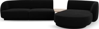 BLOOMINGLOFT 3-Sitzer Design Ecksofa Miley mit Beistelltisch - Samtbezug Schwarz