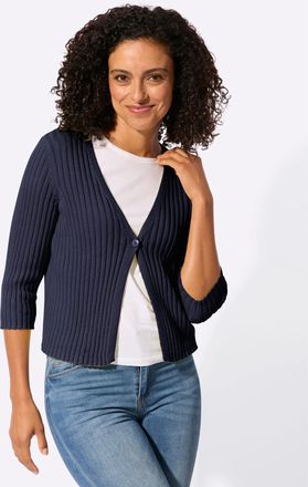 Casual Looks Bolero CASUAL LOOKS, Damen, Gr. 36, marine, 100% Baumwolle, unifarben, Strickjacken Bolero