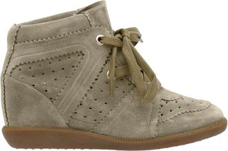 Isabel Marant Bobby Perforated Mid-Top Leather Wedge Sneakers