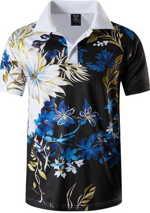 Jeansian Men Sport Outdoor Quick Dry Short Sleeves Polo T-Shirt LSL372_Black_M(L)