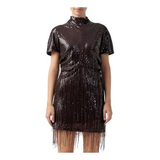Federica Tosi Abito Corto con Frange di Paillettes - - Dresses - Donna - Marrone - M